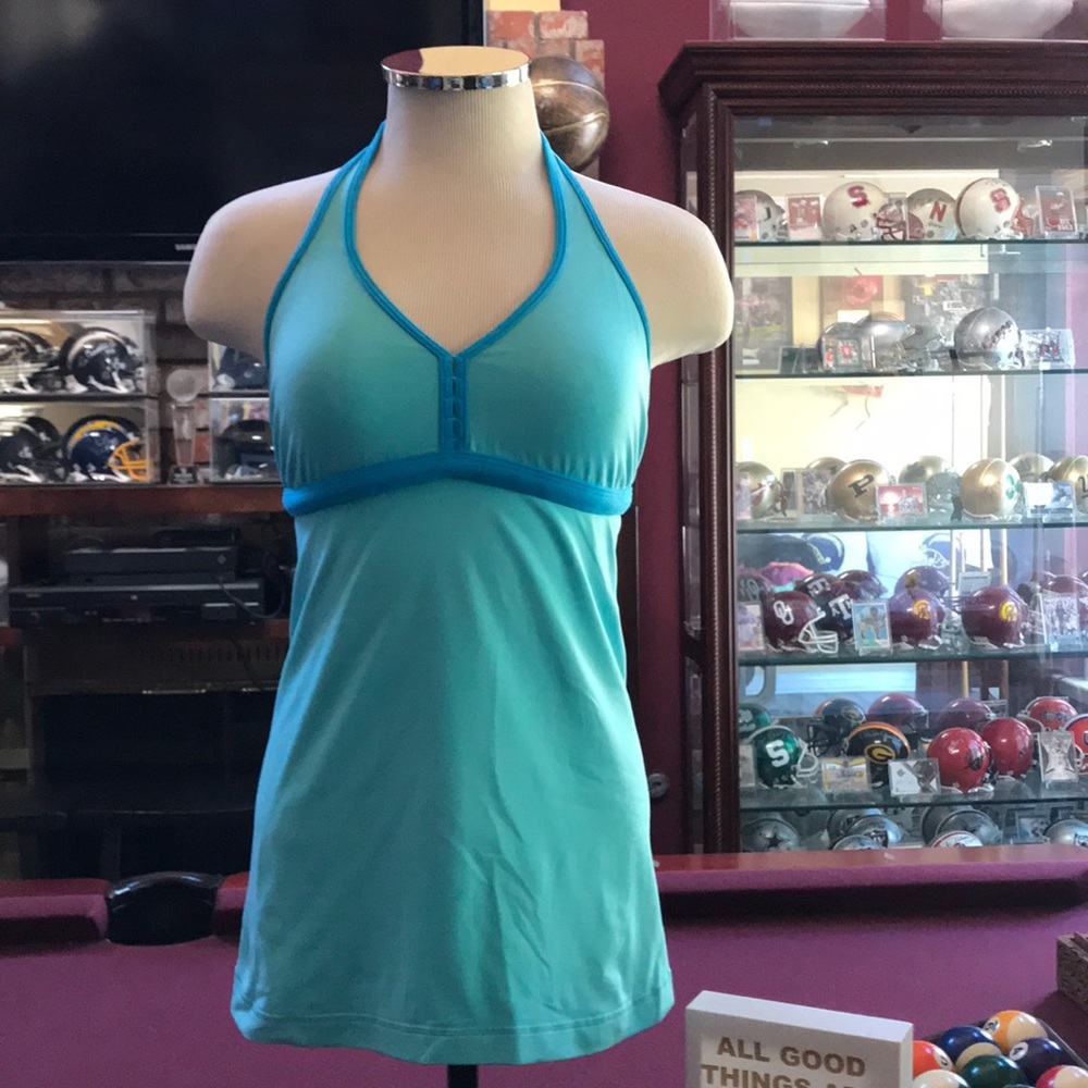 Lululemon tank size 6 Green with Blue trimming